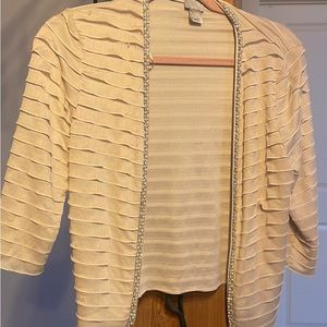 Crop ivory jacket with rhinestones and pearls